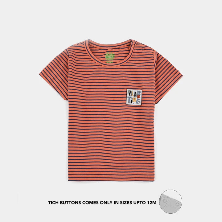 Infant Boys Jersey/Terry T-Shirt H/S Play Time - Rust