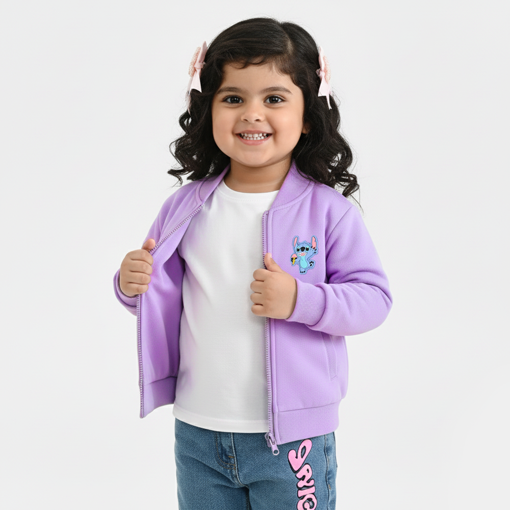 Infant Girls Fleece Jacket STITCH-PURPLE