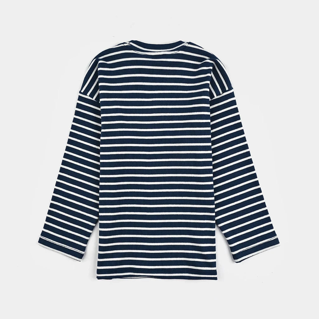 Boys Rib T-Shirt F/S Character- Blue/White Stripe