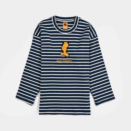 Boys Rib T-Shirt F/S Character- Blue/White Stripe