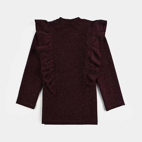 Girls Microfiber Jersey T-Shirt F/S MAROON LUREX - MAROON