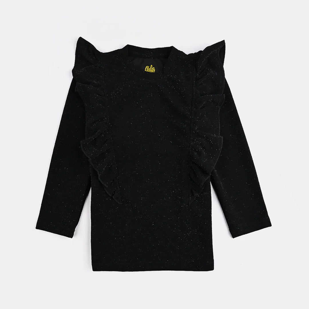 Girls Microfiber Jersey T-Shirt F/S Black LUREX - BLACK