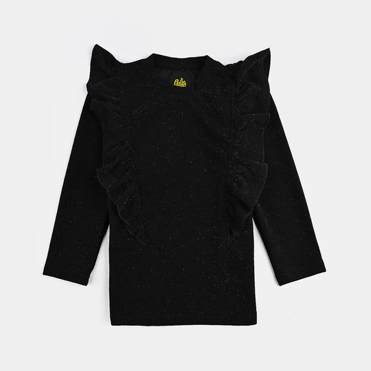 Girls Microfiber Jersey T-Shirt F/S Black LUREX - BLACK