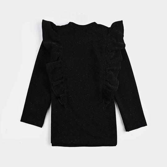 Girls Microfiber Jersey T-Shirt F/S Black LUREX - BLACK