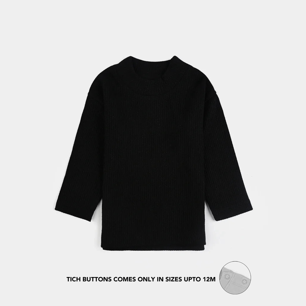 Infant Girls Rib Sweatshirt BLACK SHINE