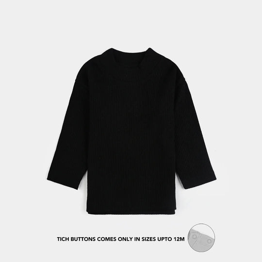Infant Girls Rib Sweatshirt BLACK SHINE