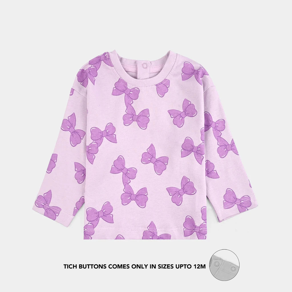 Infant Girls Jersey/Terry T-Shirt F/S BOWS