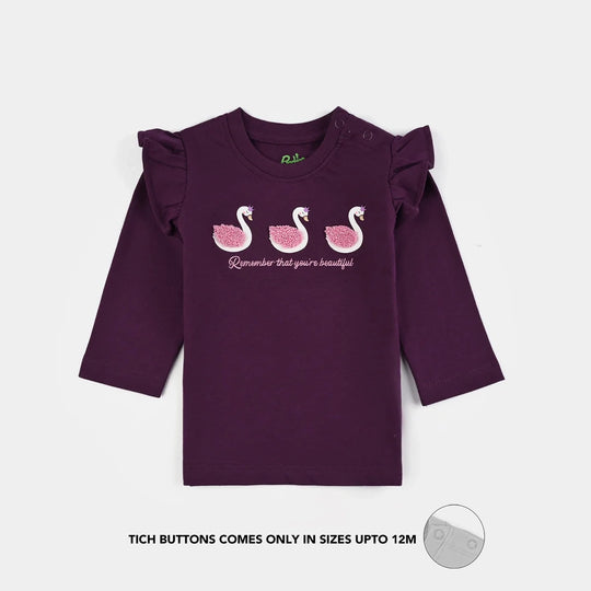Infant Girls Jersey/Terry T-Shirt F/S YOU ARE BEAUTIFUL-Dark Purple