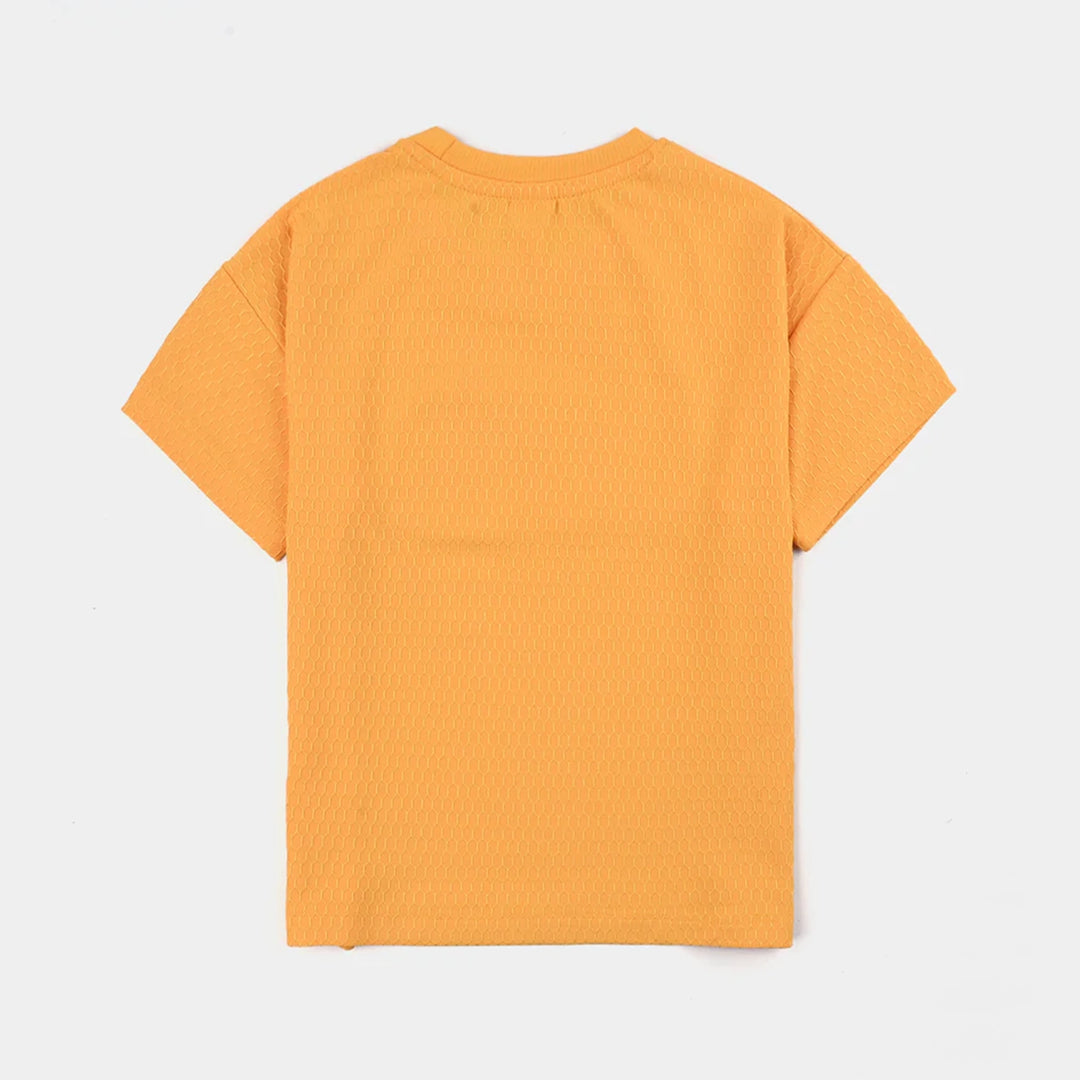 Girls Jacquard T-Shirt H/S Love - Citrus