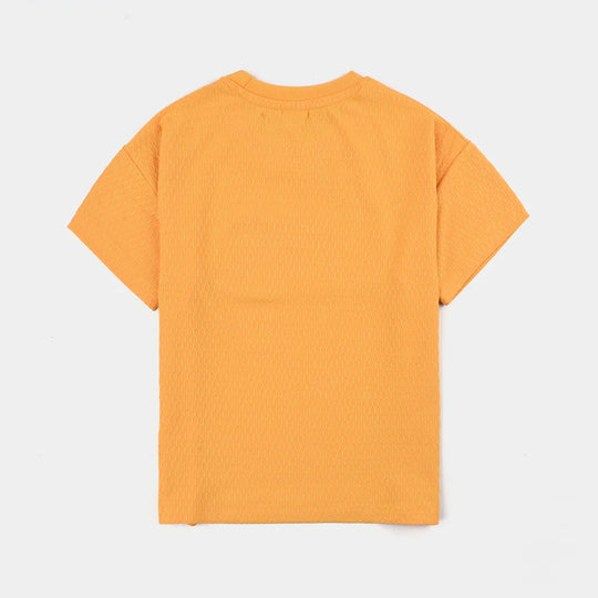 Girls Jacquard T-Shirt H/S Love - Citrus