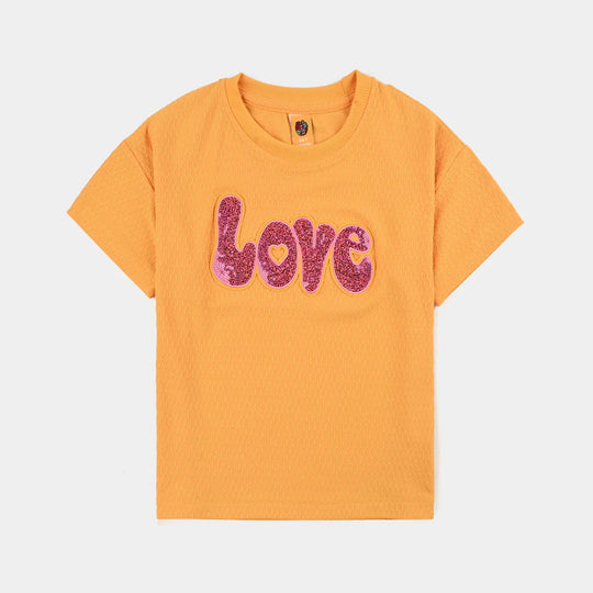 Girls Jacquard T-Shirt H/S Love - Citrus