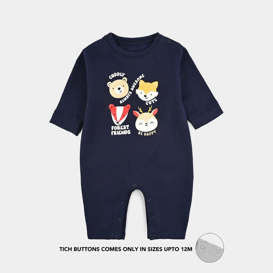 Infant Boys Fleece Romper - Navy