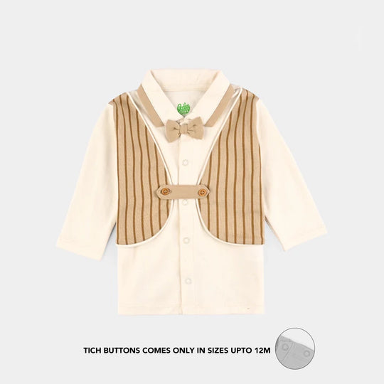 Infant Boys Cotton Interlock Suit BROWN CHIC SUIT
