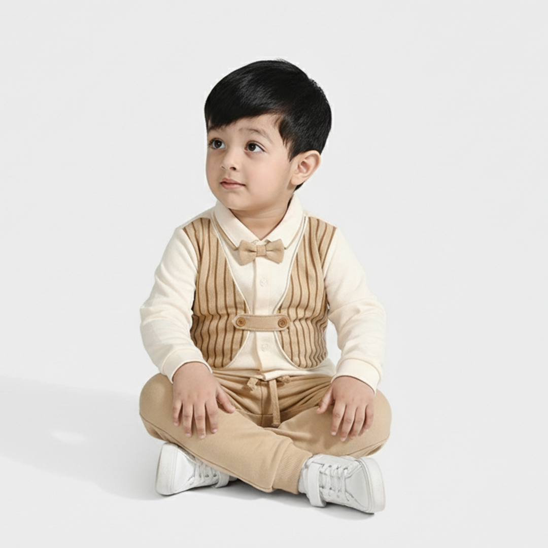 Infant Boys Cotton Interlock Suit BROWN CHIC SUIT