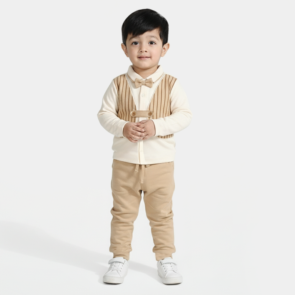 Infant Boys Cotton Interlock Suit BROWN CHIC SUIT