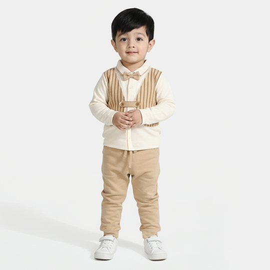 Infant Boys Cotton Interlock Suit BROWN CHIC SUIT