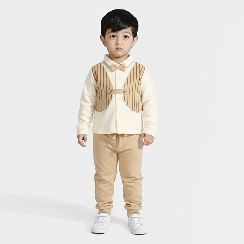Infant Boys Cotton Interlock Suit BROWN CHIC SUIT