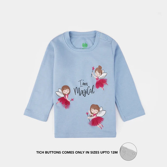 Infant Girls Cotton Interlock Suit LITTLE FAIRY-Powder Blue