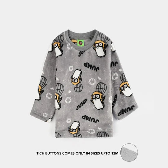 Infant Boys Sherpa Suit PENGUIN - GREY