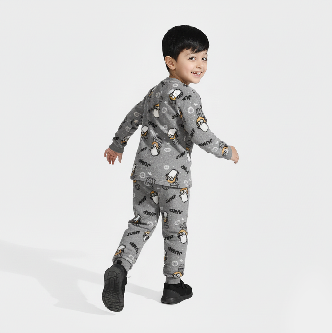 Infant Boys Sherpa Suit PENGUIN-GREY