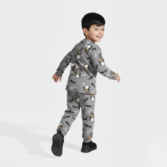 Infant Boys Sherpa Suit PENGUIN-GREY
