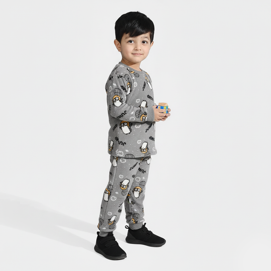 Infant Boys Sherpa Suit PENGUIN-GREY