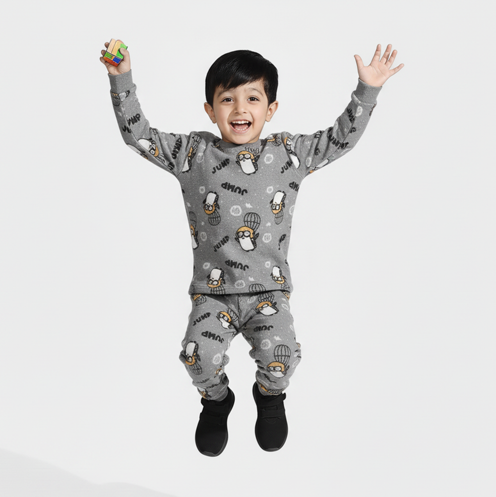 Infant Boys Sherpa Suit PENGUIN-GREY