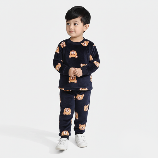 Infant Boys Sherpa Suit HAPPY BEAR-NAVY