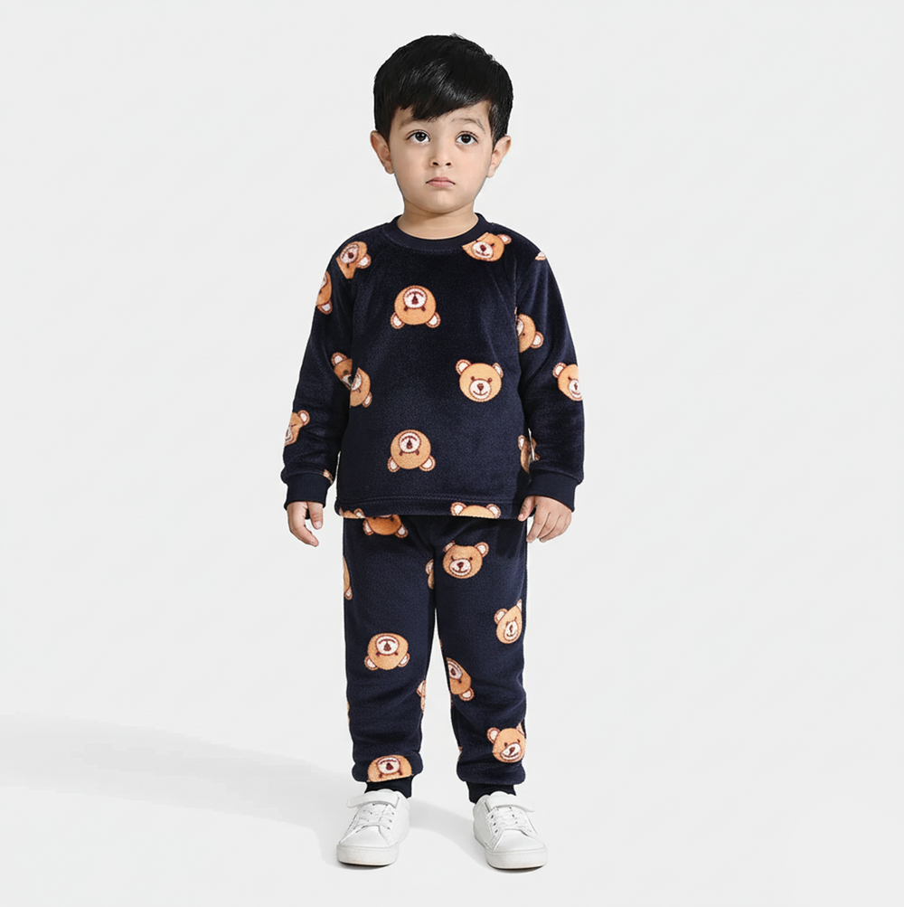 Infant Boys Sherpa Suit HAPPY BEAR-NAVY