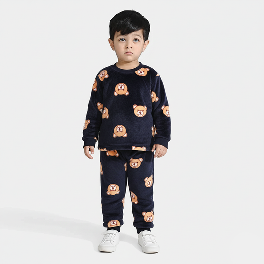 Infant Boys Sherpa Suit HAPPY BEAR-NAVY