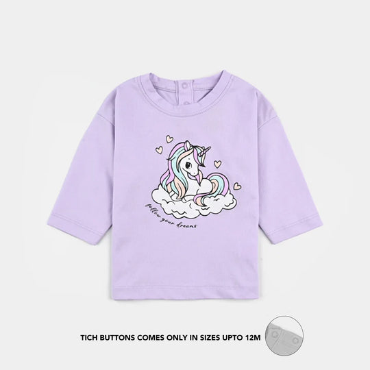 Infant Girls Poly Cotton Jersey Night Suit - Purple