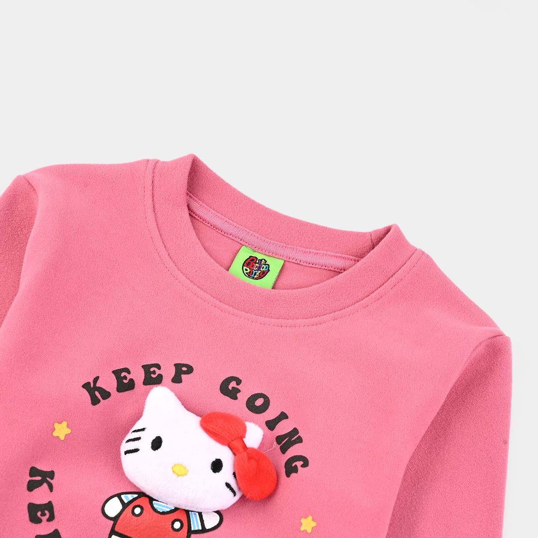 Infant Girls Fleece Sweatshirt KEEP GOING-Pink