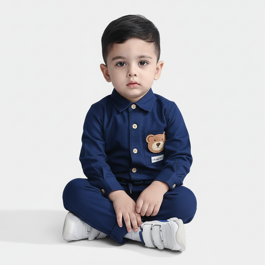 Infant Boys Cotton Suit-Im New Here-BLUE