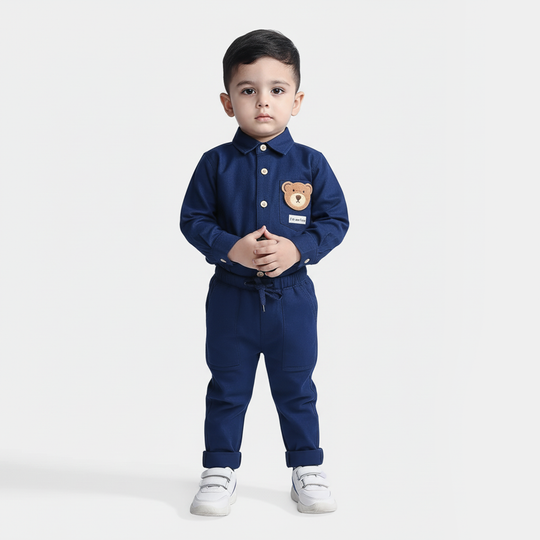 Infant Boys Cotton Suit-Im New Here-BLUE