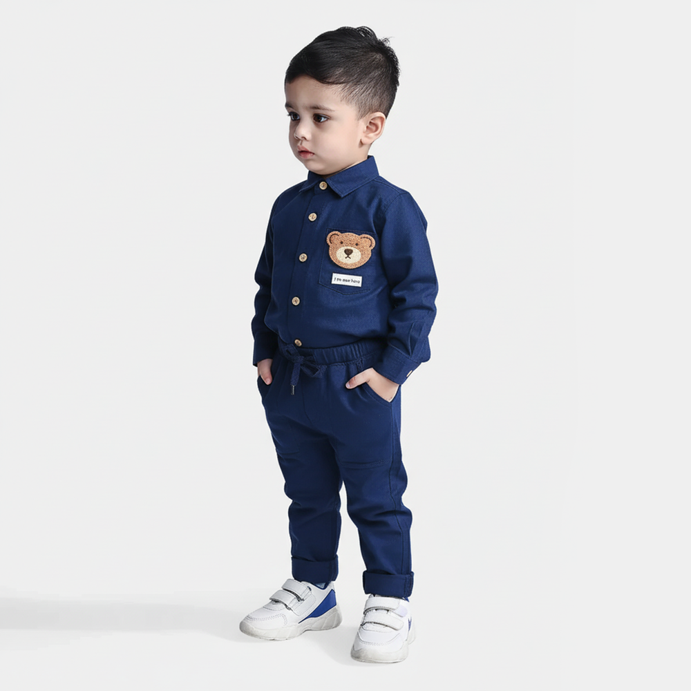 Infant Boys Cotton Suit-Im New Here-BLUE
