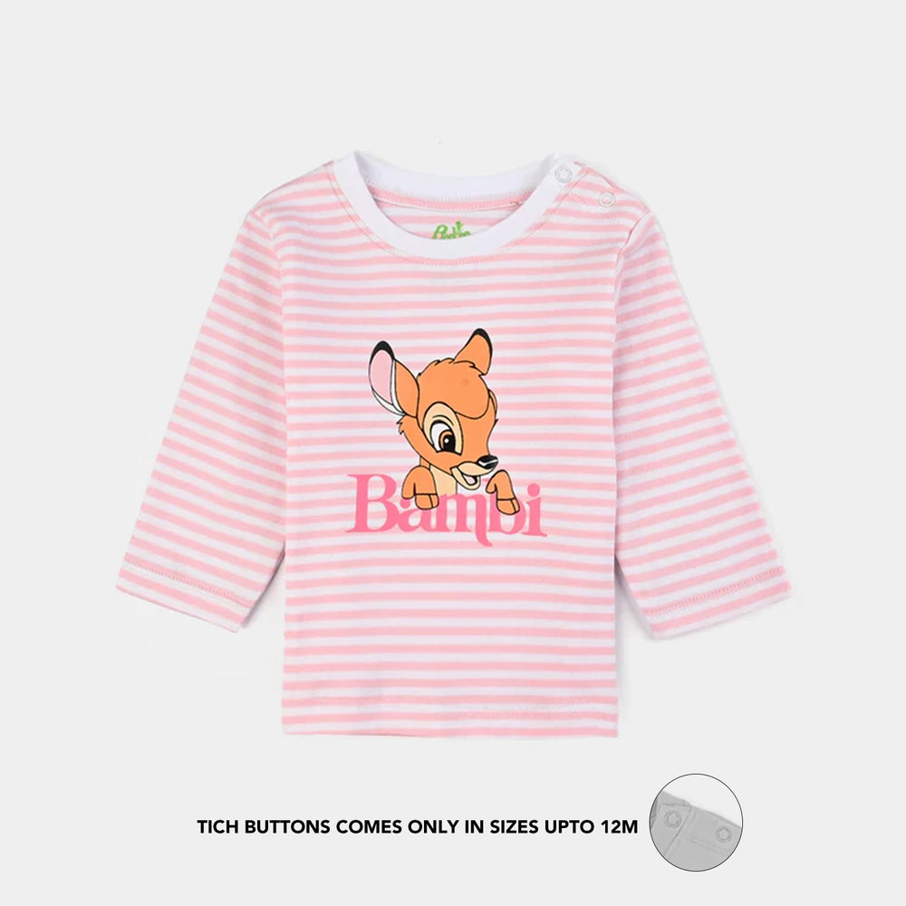 Infant Girls Cotton Interlock Dangri + Tee - White/Pink