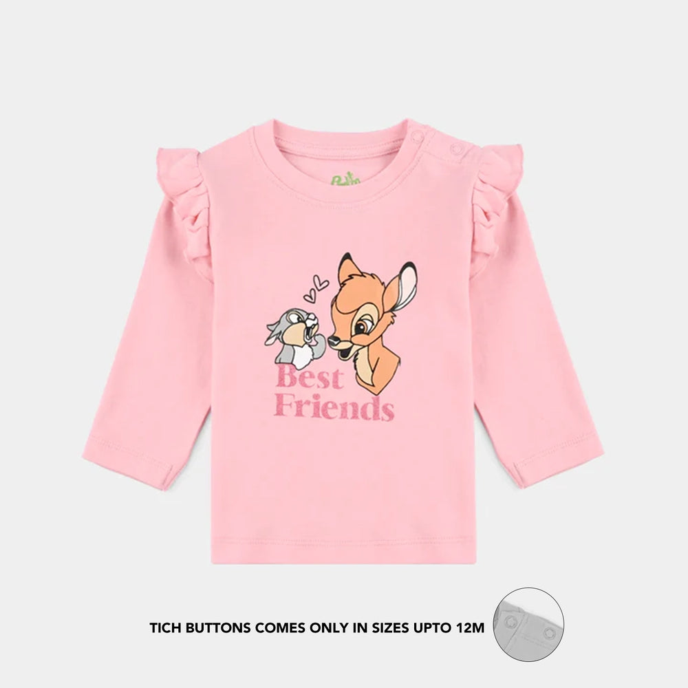 Infant Girls Cotton Interlock Pyjama + Tee F/S Bambi - Pink