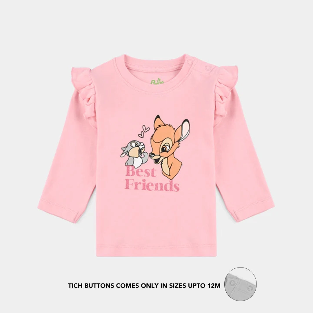 Infant Girls Cotton Interlock Pyjama + Tee F/S Bambi - Pink