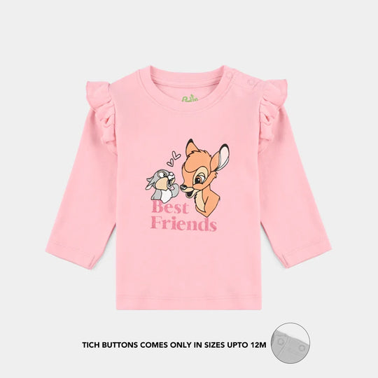 Infant Girls Cotton Interlock Pyjama + Tee F/S Bambi - Pink