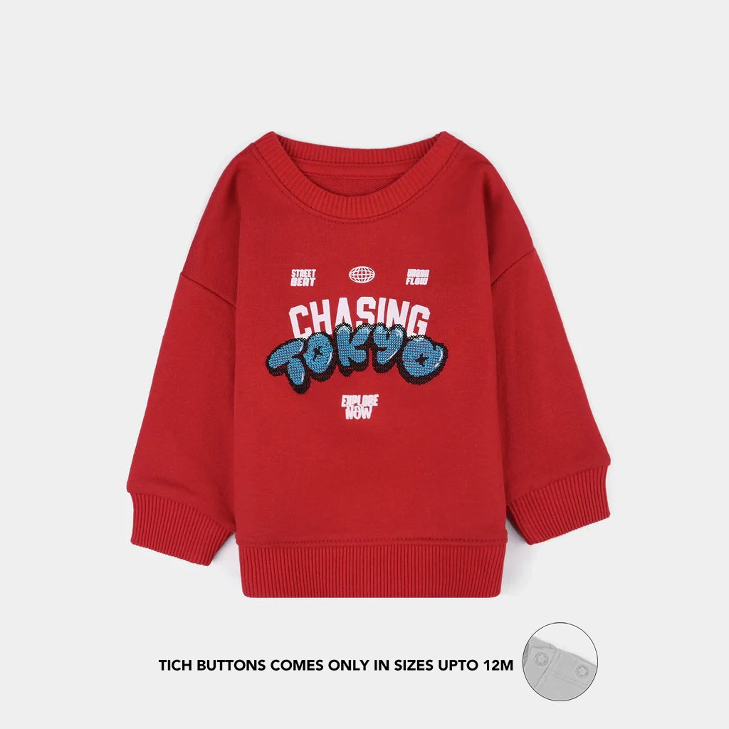 Infant Boys Cotton Terry Sweatshirt - Red