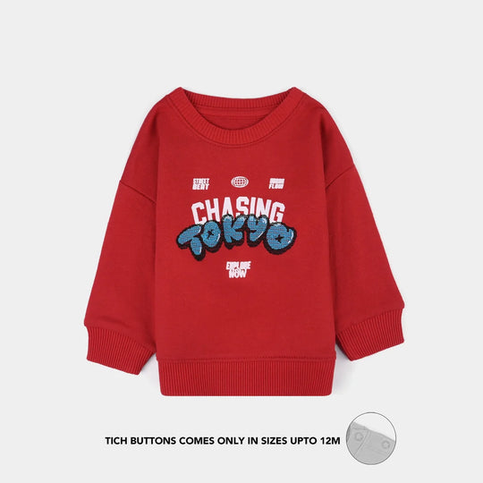 Infant Boys Cotton Terry Sweatshirt - Red