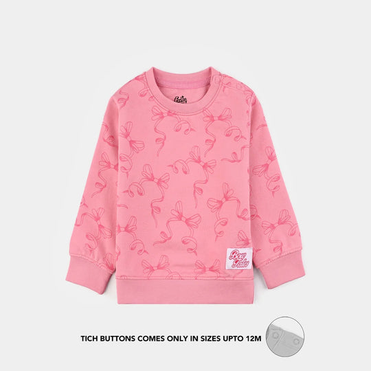 Infant Girls Fleece Sweatshirt Bow-Candy Pink