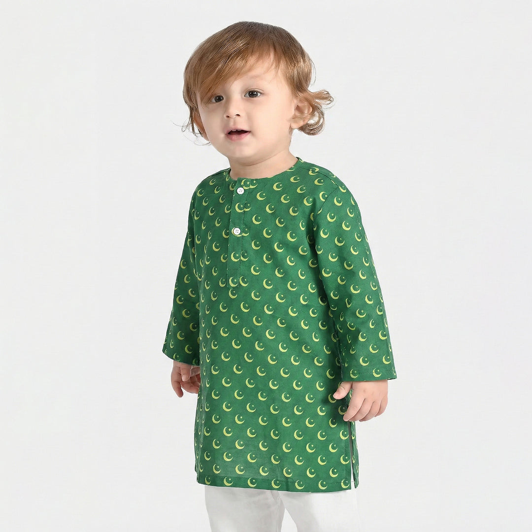 Infant Boys Printed Kurta (Azam-e-Pakistan)-GREEN