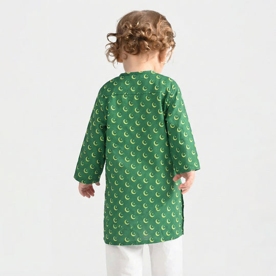 Infant Boys Printed Kurta (Azam-e-Pakistan)-GREEN