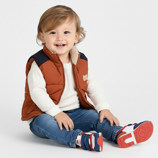 Infant Boys Quilted Jacket F/S Good Luck-ORANGE