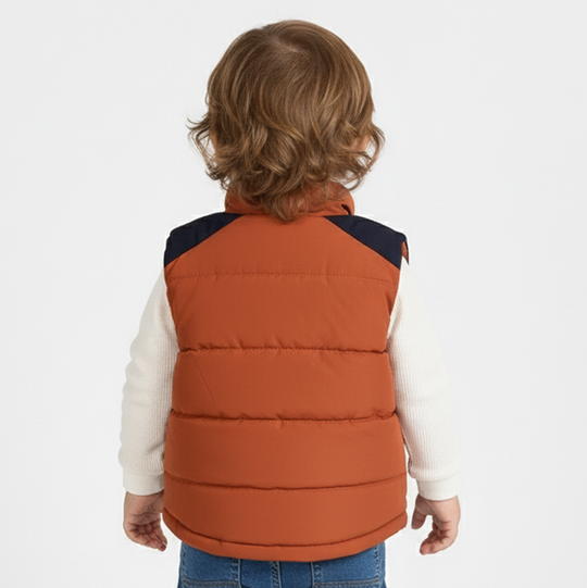 Infant Boys Quilted Jacket F/S Good Luck-ORANGE