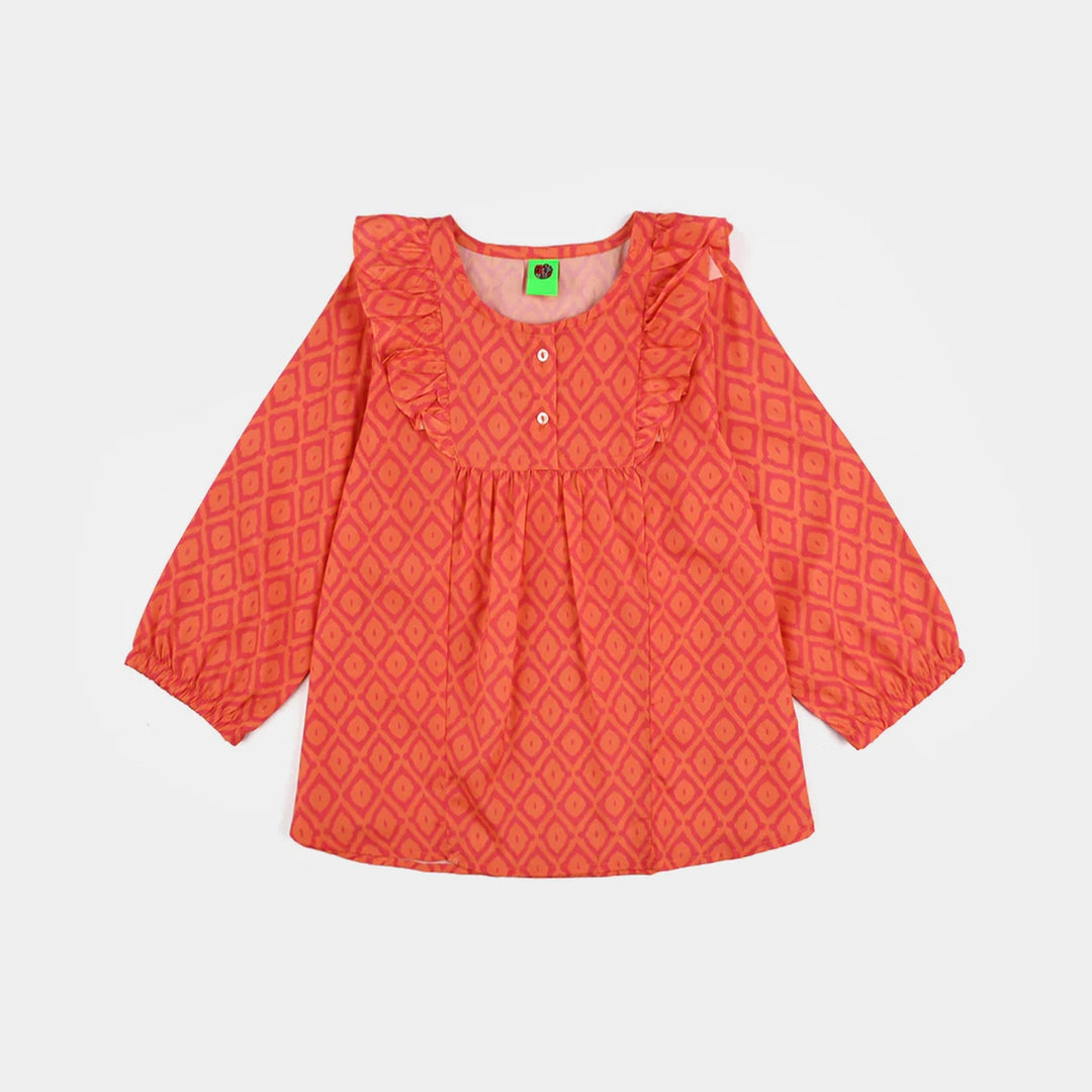 Infant Girls Poly Viscose Casual Top Tangy-ORANGE