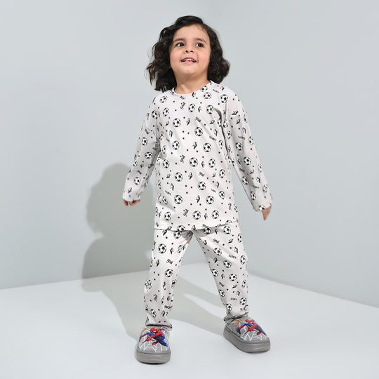 Boys Jersey/Terry Night Suit Goal-GREY