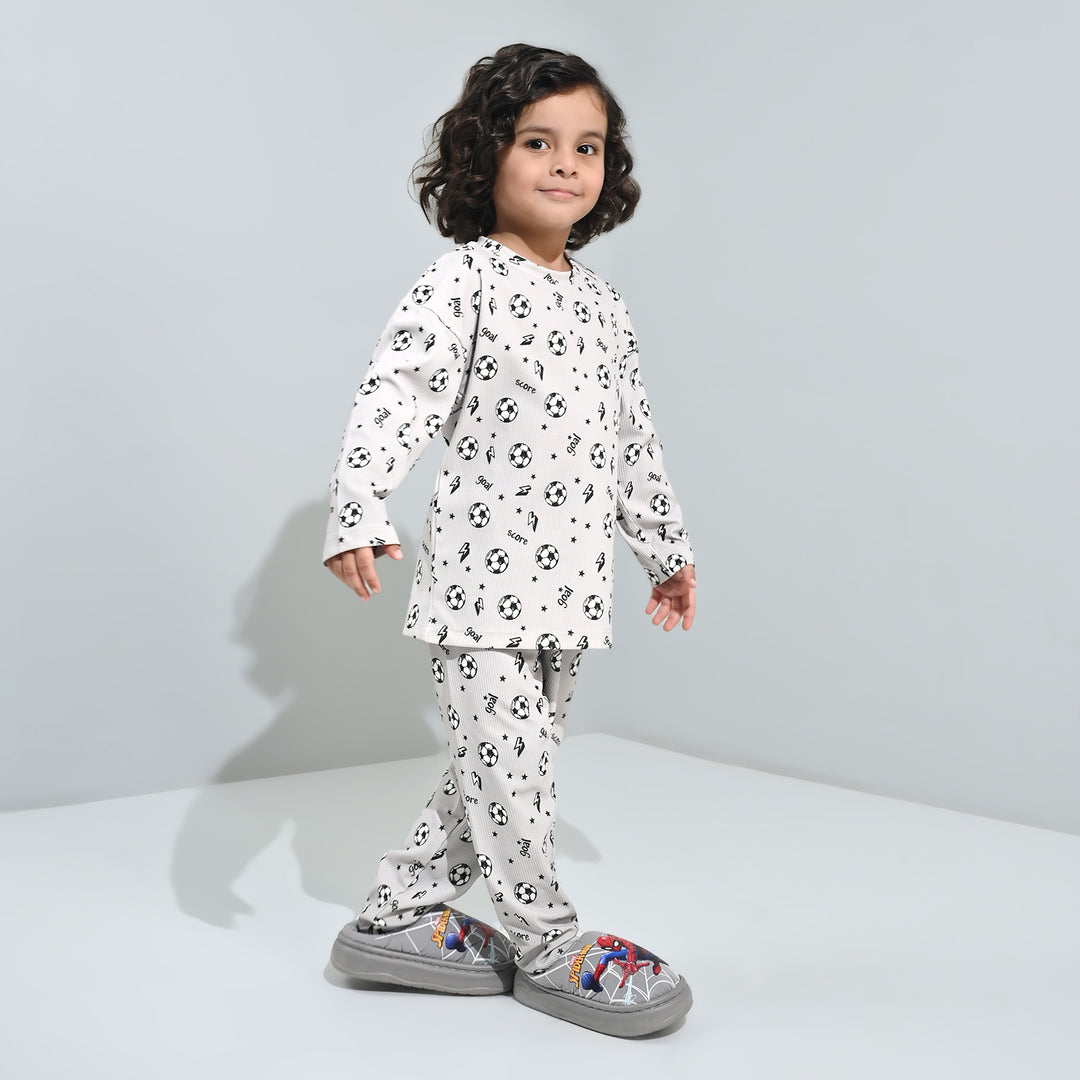 Boys Jersey/Terry Night Suit Goal-GREY