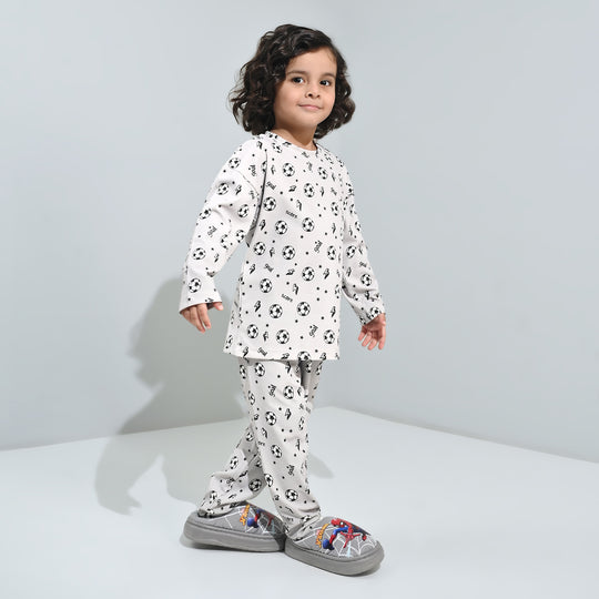 Boys Jersey/Terry Night Suit Goal-GREY